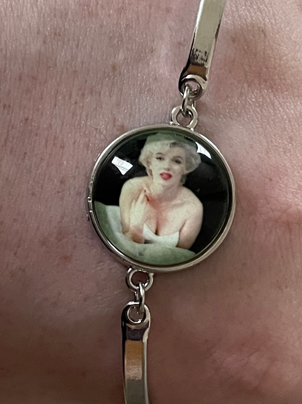 Marilyn Monroe Glow In The Dark Silver Bracelet